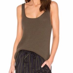 Vince XS Olive Green Lattice Stitch Knit Tank